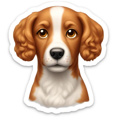 Light red dog with curly hair on ears and a white snout sticker