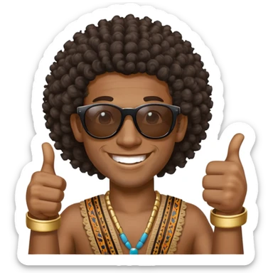 Black tribal man with curly hair wearing sunglasses smiling thumbs up sticker