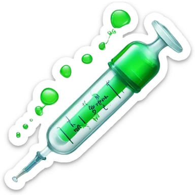 a syringe with a green liquid and the inscription activator  sticker