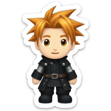 Cloud strife ginger hair. Black clothes full body spiritual sticker