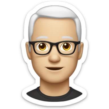Man with glasses, very white skin, hairless and black hair sticker