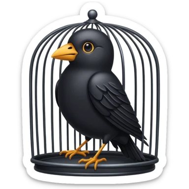 black bird in cage sticker