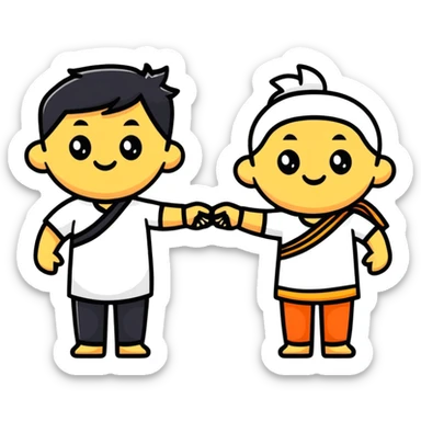 cute characters linking arms with Hindi word Tumse sticker