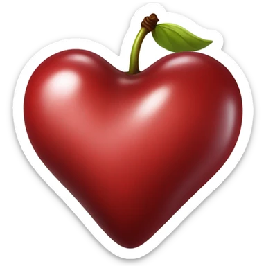 Realistic isolated heart shaped cherry without leaf sticker