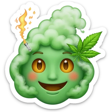 Emoji smoking weed sticker