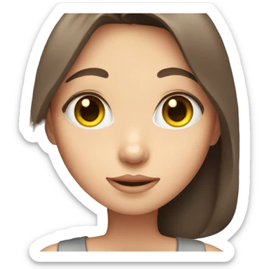 a blue-eyed girl with brown hair, a black cat with yellow eyes in her arms sticker