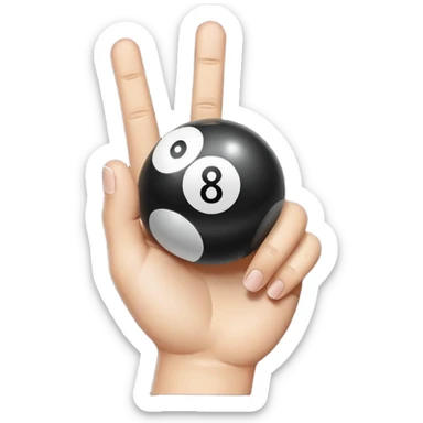 8 ball with a cartoon hand on top, middle finger raised, emoji style sticker