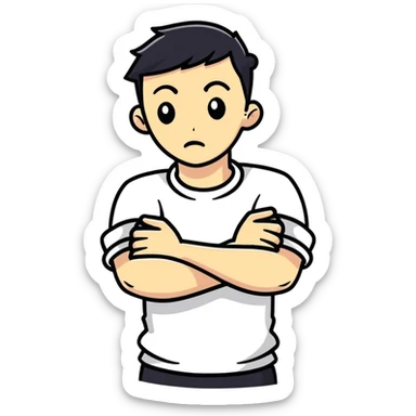 Arms crossed holding neck going crazy sticker