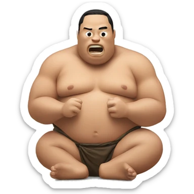 Sumo wrestler eating steak sticker