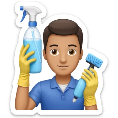man Cleaning the bathroom sticker