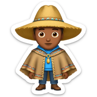brown skin man with fashion pancho sticker