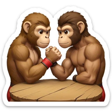 2 monkey arm wrestling each other sticker