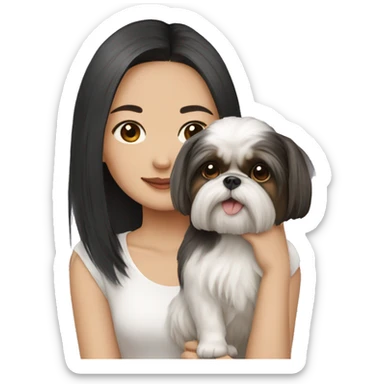 Chinese girl with a shih tzu sticker