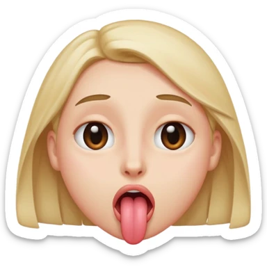 face with eyes rolled back, tongue hanging out, blushed sticker