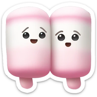 white & pink marshmallows blushing holding hands sticker