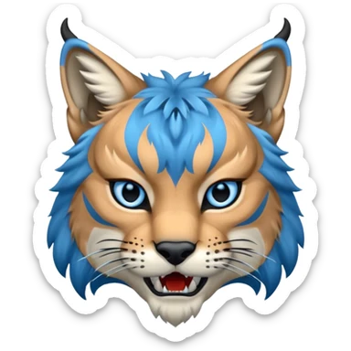 Tête de lynx : très très très féroce et bleu  sticker