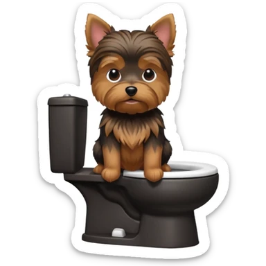 Yorkshire terrier na privada sentado fazer poop 3D sticker