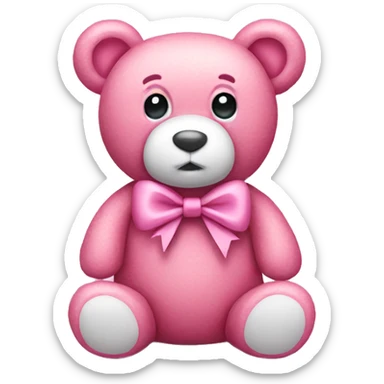 Pink teddy bear with bow sticker