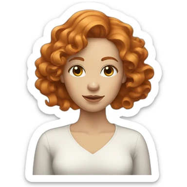 woman with wavy ginger hair, grey eyes sticker