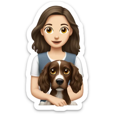 spaniel and brunette girl sticker