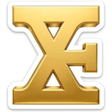 Symbole de currency en or en forme de lettre F, seul, 3D, brillant, style emoji simple et lisible sur fond uni. sticker