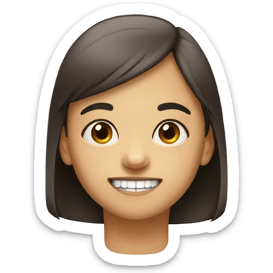 A child with 2 squint teeth and half-bald brown eyes sticker