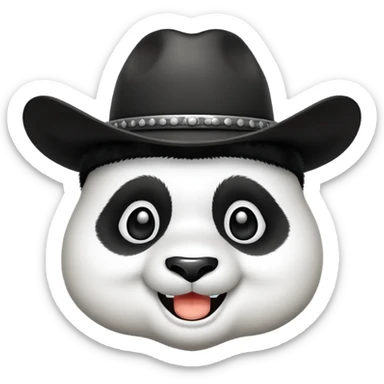 A panda head whit cowboy hat sticker