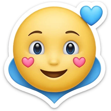 Cute smile emoji with blue heart sticker