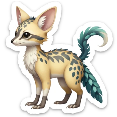 Feral Rare Fantasy cute realistic pastel tropical Vernid-Trico-species by LiLaiRa, random markings, tufted tail, tufted ears, full body sticker