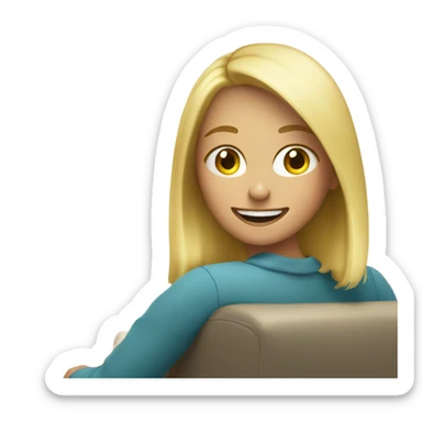 blonde girl with a smile watching tv sticker