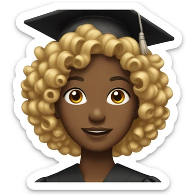 black girl with curly hair with graduation cap on  sticker