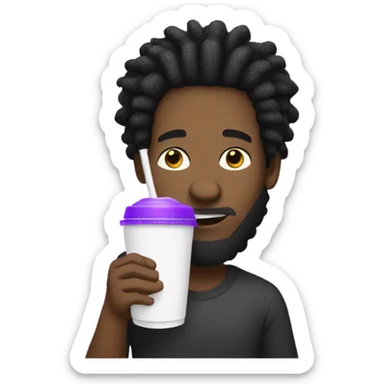 black man with dreadlocks holding a styrofoam cup filled with purple liquid  sticker