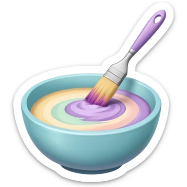 bowl of pastel hair dye with a brush nearby sticker