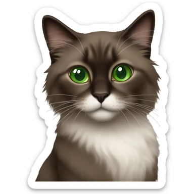 solid dark brown ragdoll cat with green eyes sticker