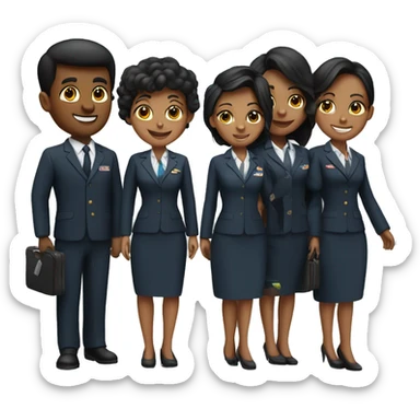 4 black flight attendants 2 men and 2 women  sticker
