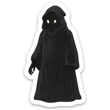 ghibli style shadowy figure in a black robe sticker