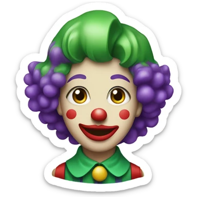 Clown with a purple suit with red lipstick and green hair  sticker