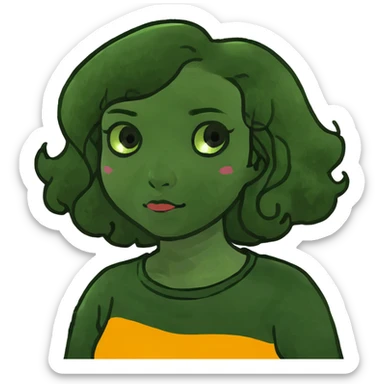 Girl shrugging with a straight face and curly hair  sticker