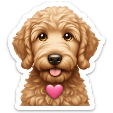 Golden doodle puppy with heart eyes  sticker