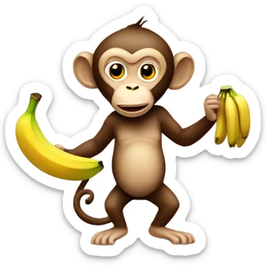 A monkey calling someone on a banana  sticker