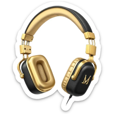 Icon of headphones with square ear pads in the Marshall style. sticker
