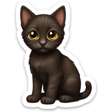 dark brown kitten small sticker
