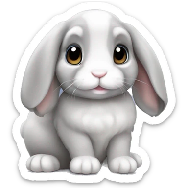 Cute grey lop ear bunny sticker