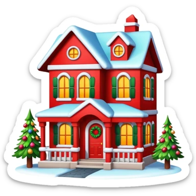 Casa decorata in tema natalizio sticker