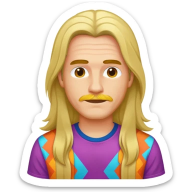 man in hippies type sticker