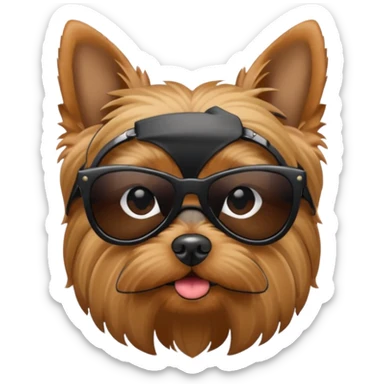 perro shorkshire con lentes de sol completamente negros sticker
