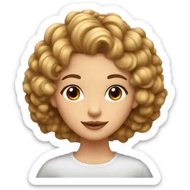 Fille cheveux bouclés en carré  brune avec des mèches blondes  sticker