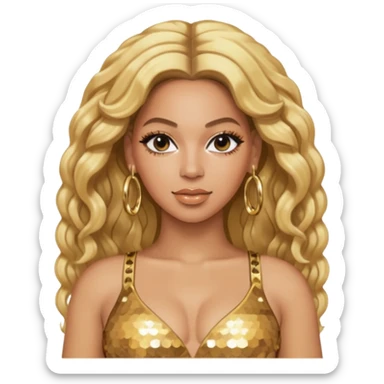 Beyonce with blonde hair, gold sequin crop top  sticker