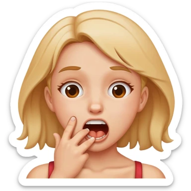 girl choking herself as a joke sticker