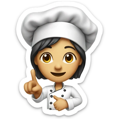A women wearing a chef hat snd pointing forward  sticker